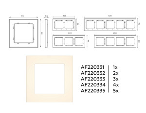 Рамка 4 местная пластик, Бежевый матовый, ALFA Techno Ambrella Volt AF220334