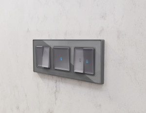 Рамка 3 местная стекло органическое, Сталь, ALFA Platos Ambrella Volt AF330503