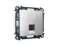 Розетка комп. с шторками RJ45 Cat. 6, Серебро глянец, ALFA Quant Ambrella Volt MA412010
