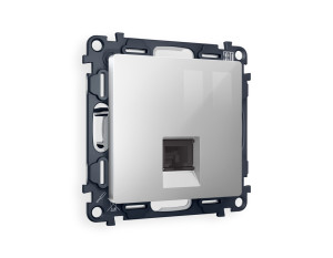 Розетка комп. с шторками RJ45 Cat. 6, Серебро глянец, ALFA Quant Ambrella Volt MA412010