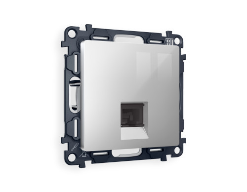 Розетка комп. с шторками RJ45 Cat. 6, Серебро глянец, ALFA Quant Ambrella Volt MA412010