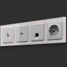 Розетка комп. с шторками RJ45 Cat. 6, Серебро глянец, ALFA Quant Ambrella Volt MA412010