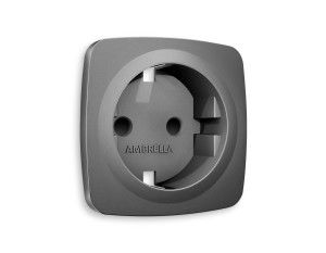 Лицевая панель розетки с З/К с шторками, Антрацит серый, OMEGA Quant Ambrella Volt OP6570
