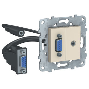 Розетка HD15+Minijack, Бежевый, Unica New Schneider NU593244 Розетка HD15+Minijack, Бежевый, Unica New Schneider NU593244