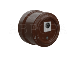 Розетка фарфоровая телевизионная TV, Коричневый, ТМ МезонинЪ Аврора GE70322-04