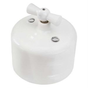 Выключатель керамика поворотный 1 кл. (2 полож), Белый глянец, Jantera Royale JRO.0R01.CG00