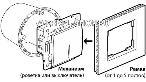 Выключатель 1 кл. с подсветкой, Серебряный, Werkel W4510106