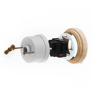 Выключатель фарфоровый поворотный на 2 положения проходной, Состаренное серебро/Белый, Salvador OP11DN.WT