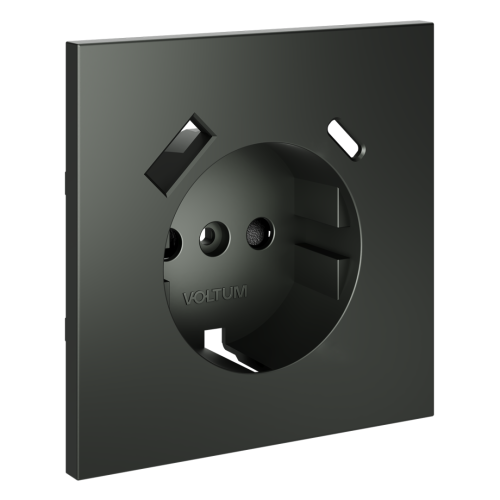 Лицевая панель для розетки с З/К и шторками, с USB A+A, Титан, S70 Voltum VLS000906