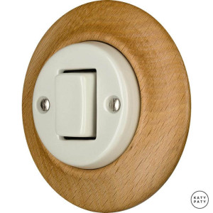 Выключатель кнопочный 1 кл. перекрестный, бук матовый, Katy Paty LIFAMW7