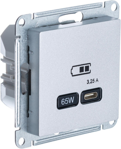 Розетка USB для быстрой зарядки, тип C 65Вт, Алюминий, AtlasDesign SE ATN000327
