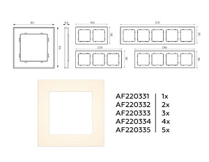 Рамка 5 местная пластик, Бежевый матовый, ALFA Techno Ambrella Volt AF220335