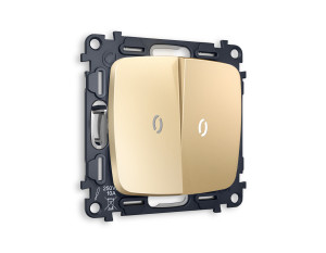 Выключатель 2 кл. с/подсв. (5600K), Шампань, OMEGA Quant Ambrella Volt MO604015