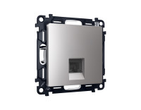 Розетка комп. с шторками RJ45 Cat. 6, Сталь матовый, ALFA Quant Ambrella Volt MA512010