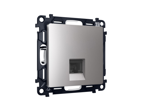 Розетка комп. с шторками RJ45 Cat. 6, Сталь матовый, ALFA Quant Ambrella Volt MA512010