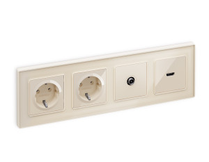 Розетка HDMI, Бежевый глянец, ALFA Quant Ambrella Volt MA314010