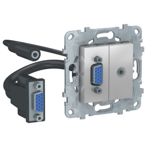 Розетка HD15+Minijack, Алюминий, Unica New Schneider NU593230 Розетка HD15+Minijack, Алюминий, Unica New Schneider NU593230