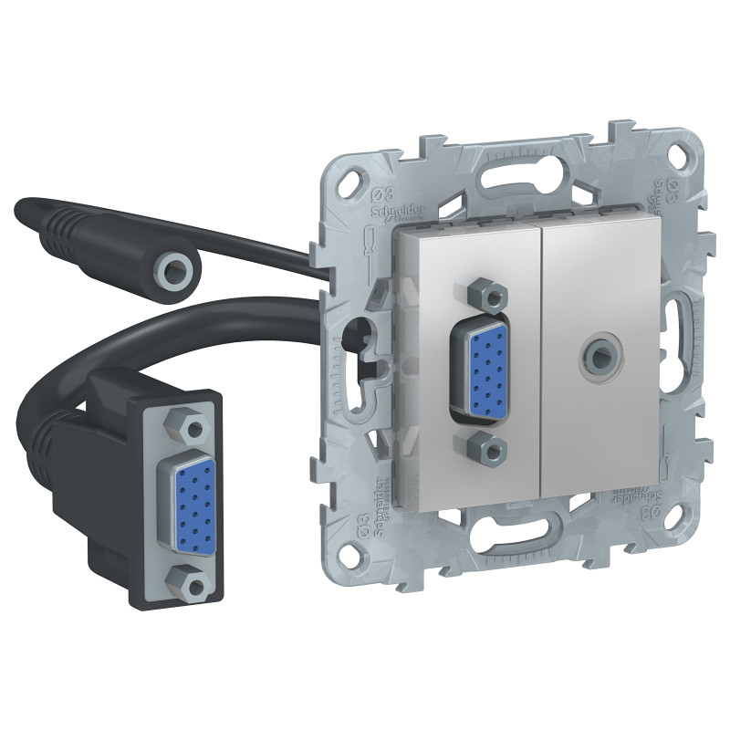 Розетка HD15+Minijack, Алюминий, Unica New Schneider NU593230 Розетка HD15+Minijack, Алюминий, Unica New Schneider NU593230