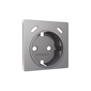 Лицевая панель розетки с З/К и USB зарядкой C+С со шторками, Сталь матовый, ALFA Quant Ambrella Volt AP5105