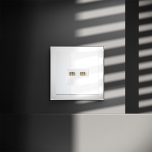 Розетка компьютерная 2-ая RJ45+RJ45 кат.6, Белый глянцевый, S70 Voltum VLS060201