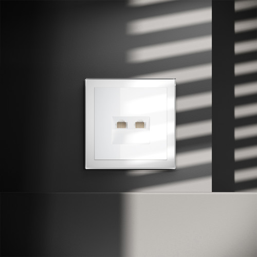 Розетка компьютерная 2-ая RJ45+RJ45 кат.6, Белый глянцевый, S70 Voltum VLS060201