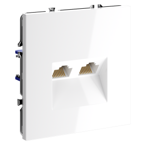 Розетка компьютерная 2-ая RJ45+RJ45 кат.6, Белый глянцевый, S70 Voltum VLS060201