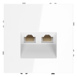 Розетка компьютерная 2-ая RJ45+RJ45 кат.6, Белый глянцевый, S70 Voltum VLS060201