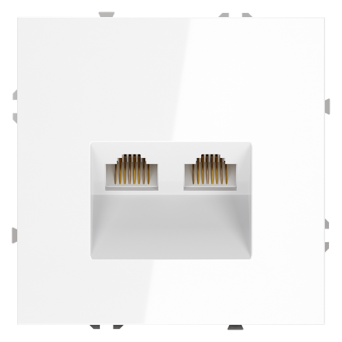 Розетка компьютерная 2-ая RJ45+RJ45 кат.6, Белый глянцевый, S70 Voltum VLS060201
