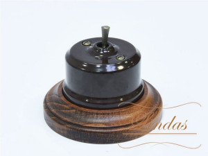 Выключатель керамика тумблерный 1 кл. проходной, Коричневый с бронзовой ручкой, Lindas 34512-B