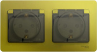 Розетка 2 местная с З/К, крышкой и шторкой IP44, Фисташковый, Glossa SE GSL001047