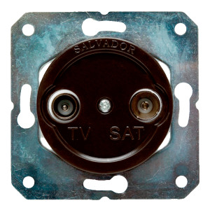 Розетка телевизионная TV-SAT оконечная (внутренний монт.), коричневый, Salvador CL.TV.BR