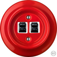  Розетка комп. фарфоровая RJ45 cat.5е, ярко-красный глянцевый, Katy Paty NIROGsCat5e 