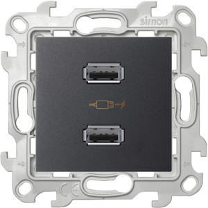 Розетка USB для зарядки, Графит, Simon 24 2411096-038