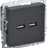 Розетка USB для зарядки, тип А+А 3,1А, Графит, Brite IEK BR-U21-D31-K53 