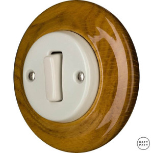 Выключатель кнопочный 1 кл. перекрестный, дуб глянцевый, Katy Paty LIROGSl7