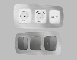 Рамка 4 местная металл, Серебро\Металл шлифованный, OMEGA Radian Ambrella Volt OF580104