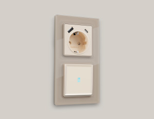 Выключатель 1 кл. с/подсв. (10000K), Бежевый матовый, ALFA Quant Ambrella Volt MA322020