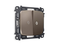Выключатель 2 кл. с/подсв. (5600K), Темная бронза матовый, OMEGA Quant Ambrella Volt MO634015