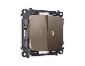 Выключатель 2 кл. с/подсв. (5600K), Темная бронза матовый, OMEGA Quant Ambrella Volt MO634015