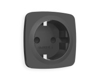 Лицевая панель розетки с З/К с шторками, Графит Мягкое касание, OMEGA Quant Ambrella Volt OP9070