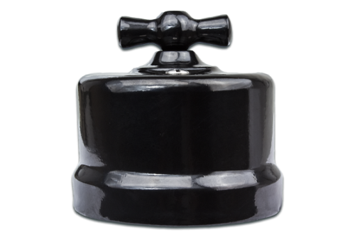 Выключатель керамика поворотный 1 кл. проходной (2 полож), Черный Bironi B1-201-03