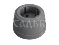 Ретро розетка пластиковая с З/K, Серый, ТМ МезонинЪ Усадьба GE30301-07