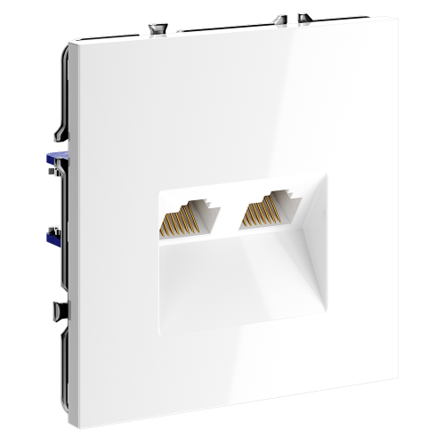 Розетка компьютерная 2-ая RJ45+RJ45 кат.6, Белый матовый, S70 Voltum VLS060202