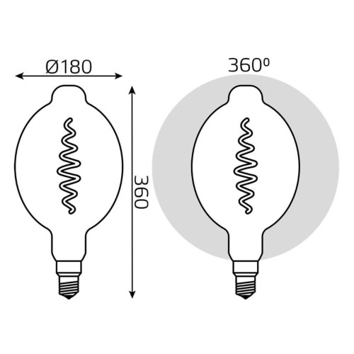 Лампа светодиодная филаментная Gauss E27 8,5W 1800K серая 152802005