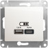 Розетка USB для зарядки A+C, Перламутр, Glossa SE GSL000639