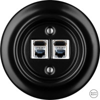  Розетка комп. фарфоровая RJ45 cat.6е, черный матовый, Katy Paty NIMsCat6e 