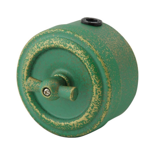 Выключатель поворотный 1 кл. проходной (2 положения), металл, зелёная патина, Vintage M1-11-28
