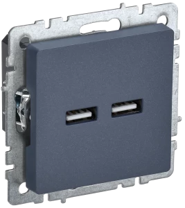 Розетка USB для зарядки, тип А+А 3,1А, Маренго, Brite IEK BR-U21-D31-K35