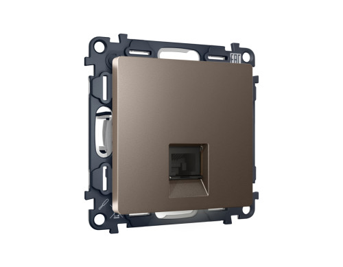 Розетка комп. с шторками RJ45 Cat. 6, Темная бронза матовый, ALFA Quant Ambrella Volt MA642010