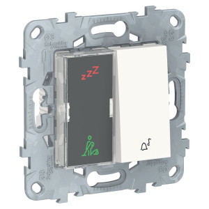 Гостиничные дисплей и кнопка без фиксации, Белый, Unica New Schneider NU577718